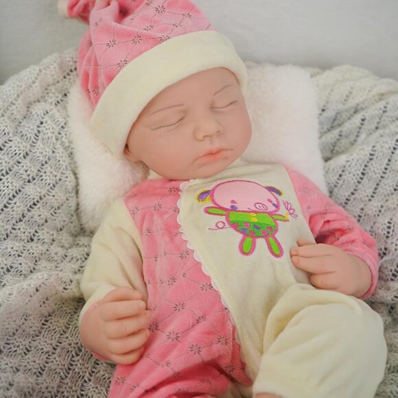 18 Inch Realistic Full Body Silicone Reborn ivory White Baby Girl Sleeping Dolls - Picture 1 of 8